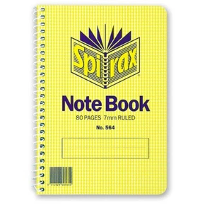 5x Spirax 564 Notebook 80 Pages 7mm Ruled School Spiral Side Opening School - Picture 1 of 3