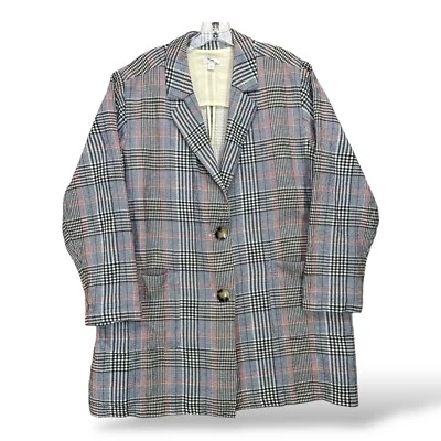 Blazer J Jill XL Cebada Relajado Multi Azul Rojo Cuadros Algodón Spandex Novio Foto 1 de 4