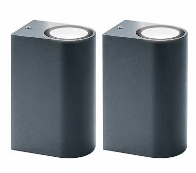 2xTrango IP44 Up & Down Light rund anthrazit Wandleuchte Wandstrahler 8010-RA2 - Bild 1 von 4