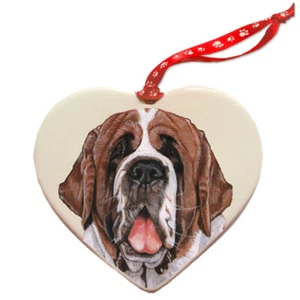Saint Bernard Porcelain Pet Gift Heart Ornament - Picture 1 of 2