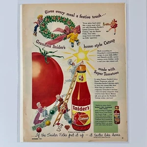 Revista Sniders Catsup Ketchup anuncio impreso vintage condimento comestibles tomate 1947 - Imagen 1 de 2