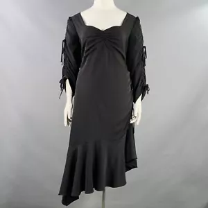 RODARTE Size 22 Black Polyester Blend Ruched Asymmetrical Dress - Picture 1 of 7