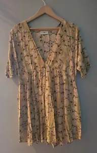 Nuevo Vestido Caqui Floral Caqui Floral Floral Rayón de Gran Tamaño M Verano Cottagecore - Imagen 1 de 12