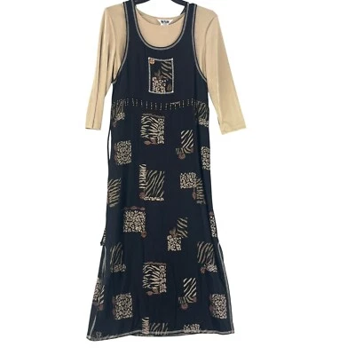 Maxi Vestido Para Mujer Nina Piccalino De Colección Talla 14 Slinky Top Conjunto Arte Boho Safari Foto 1 de 4