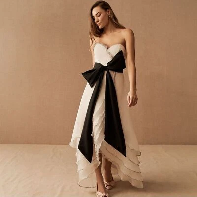 Anthropologie BHLDN 16 Lorne vestido de novia marfil seda tulipán sin tirantes largo completo Foto 1 de 4