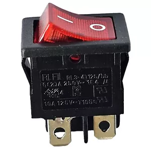 DPST Rocker switch, Illuminated (red) RLEIL RL3-421 & KCD1-104, 15x21mm-ref:891 - Picture 1 of 13