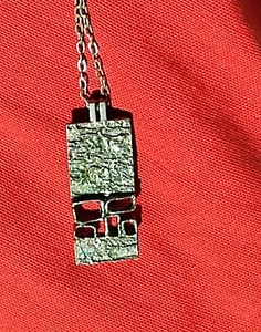 Vintage 70er Modernist Silber Anhänger mit Ankerkette 835er - Bild 1 von 11