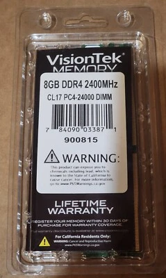 VisionTek 8GB 2400MHz DDR4 RAM Memory Module  Brand New CL 17 - Image 1 of 4