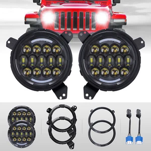Pair 105W Halo LED Headlights DRL Combo for Jeep Wrangler JL Gladiator JT 2018+ - Picture 1 of 12