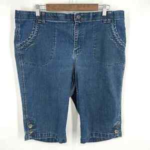 Gloria Vanderbilt Plus Size 16W Womens Cut-Off Blue Jean Shorts Summer Casual