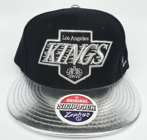 LOS ANGELES KINGS NHL FLAT BILL METALLIC SILVER SNAPBACK 2-TONE Z CAP HAT NEW! 