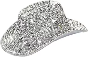 Silver Rhinestone Western Cowboy Hat for Womens - Medium, Silver-rhinestone - Picture 1 of 5