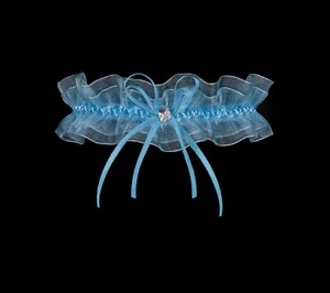 JULIMEX ~ LJUBLJANA ~ ETWAS BLAUES Strumpfband Organza blau Braut Hochzeit NEU - Picture 1 of 3