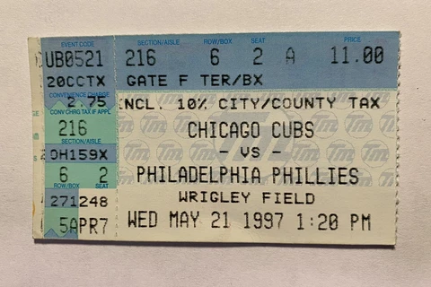 Chicago Cubs vs Phillies Sammy Sosa Career HR #185 Ticket Stub 5/21/1997 Cover