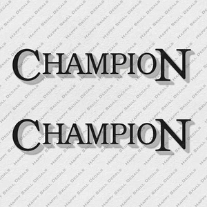 CHAMPION BOAT LOGO BLACK/SILVER DECALS STICKERS 18" x 3.5" 2pcs. - Picture 1 of 3