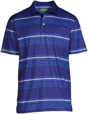 New Mens Ben Hogan Performance Striped Short Sleeve Polo Shirt Size M Peacoat - Image 1 of 4