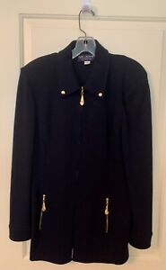 ST JOHN COLLECTION By Marie Gray - NAVY LONG JACKET (Size 10) - ELEGANT! 