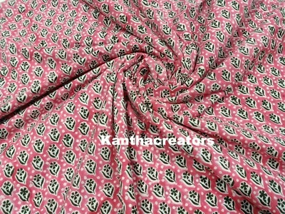5 Yard Running Voile Fabric Hand Block Print Cotton Fabric Dressmaking Sewing - Image 1 of 4
