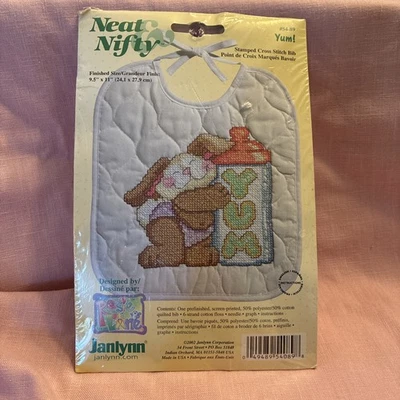 Janlynn Neat & Nifty YUM! Stamped Cross Stitch Bib Kit #054-0089 2004 Sealed NEW - Image 1 of 2