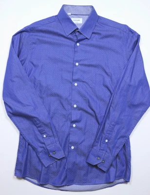 Camisa de vestir para hombre Duchamp London ajuste a medida 16/L 41 azul lunares algodón Foto 1 de 4