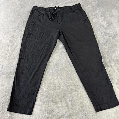 Pantalones Lou & Grey Mujer L Negro Lino Elastizados Cordón Bolsillos Informales 36x26 Foto 1 de 4
