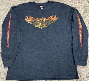 Harley Davidson Double Sided Langarm Shirt XXL Flames Fire 2XL Denton Texas - Bild 1 von 16