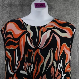 Chicos Dress Womens Large Blue Orange Abstract Floral Cap Sleeve Stretch Pockets - Picture 1 of 8