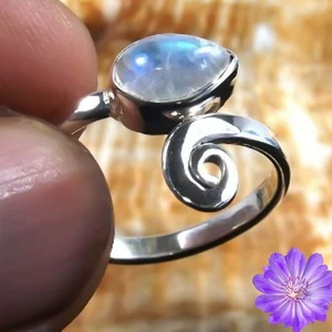 Regenbogen Mondstein Edelstein 925 Sterling Silber Ring Handarbeit schöner Schmuck - Bild 1 von 2
