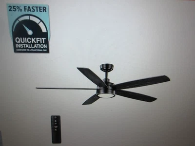 Home Decorators Driskol 60 in. LED Matte Black Smart Ceiling Fan with Remote - Image 1 of 4