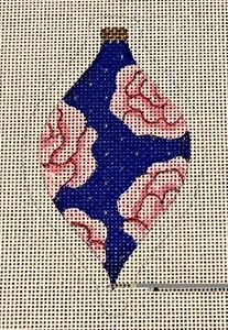 HP Needlepoint Canvas Rose Teardrop - Mid-Century Ornament 18" Mesh Stitch Guide - Bild 1 von 5