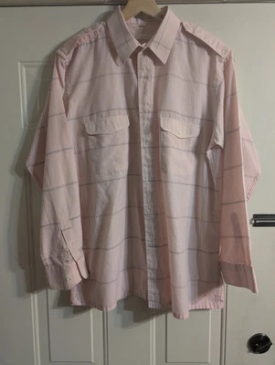 Camisa de vestir Christian Dior vintage de diseñador para hombre L rosa charreteras y yugo completo! Foto 1 de 4