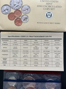 1990 P and D United States Mint uncirculated coin set with OGP and COA. 10-Coins - Picture 1 of 2