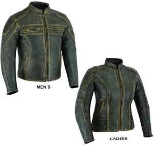 BROWN/BLACK VINTAGE DISTRESSED MOTORBIKE/MOTORCYCLE COWHIDE RETRO LEATHER JACKET - Picture 1 of 13