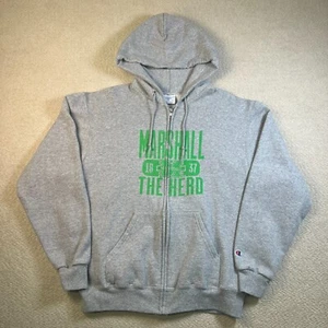 Marshall Thundering Herd Hoodie Mens Medium Gray Long Sleeve Full Zipper Pockets - Picture 1 of 12