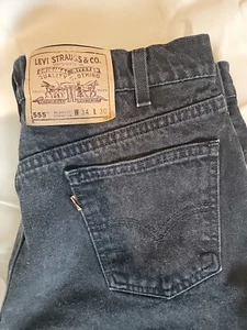Levis 555 VTG 90s Jean Mens 34x30 Black Relaxed Fit Black Relaxed Baggy Worn - Picture 1 of 5