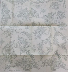 Funda de Almohada de Colección Transferencia 181 Rosa Narciso Floral Lino Patrón Bordado SIN USAR - Imagen 1 de 3