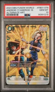 PSA 10 Android 17/Android 18 FB01-078 Arte Antiguo Bandai Dragon Ball Fusion World - Imagen 1 de 2