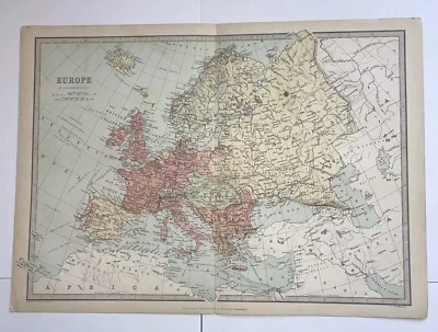 1876 Baker And Davis Map Of Europe  - Image 1 of 4