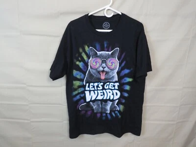 Camiseta Let's Get Weird Hippie Cat Kitten L Vintage Foto 1 de 4