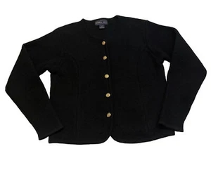 Herman Geist Womens Sz M 100% Wool Unlined Fitted Gold Button Jacket Sweater - Picture 1 of 5