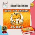 Cute Tiger Rectangle Edible Birthday Cake Topper Decoration Personalised