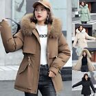 Trendy Women's Winter Parka Jacket with Hood Fleece Padding and Faux Fur Trim