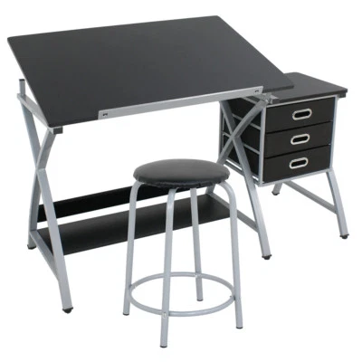SEGAWE Drafting Table Art & Craft Drawing Desk Art Hobby Folding Adjustable with Stool