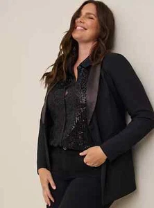 Blazer TÓRRIDO NUEVO SIN ETIQUETAS TÓRRIDO Studio Refinado Crepé Solapa Satinado TALLA 1... ¡GUAU! - Imagen 1 de 5