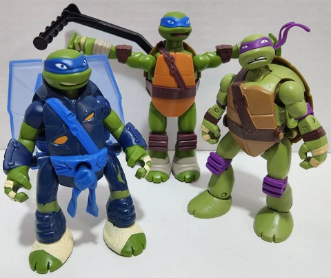3 TMNT Viacom Playmates Teenage Mutant Ninja Turtles 5" Action FIGURES LOT Cover