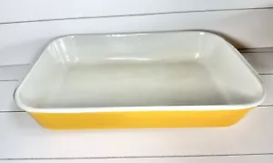 Vintage LE CREUSET Yellow Orange Enameled Cast Iron Casserole Pan Swing Handles - Picture 1 of 11