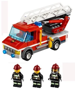 LEGO Fire Engine and Minifigures Only from City Fire Emergency 60003 No House - Picture 1 of 7