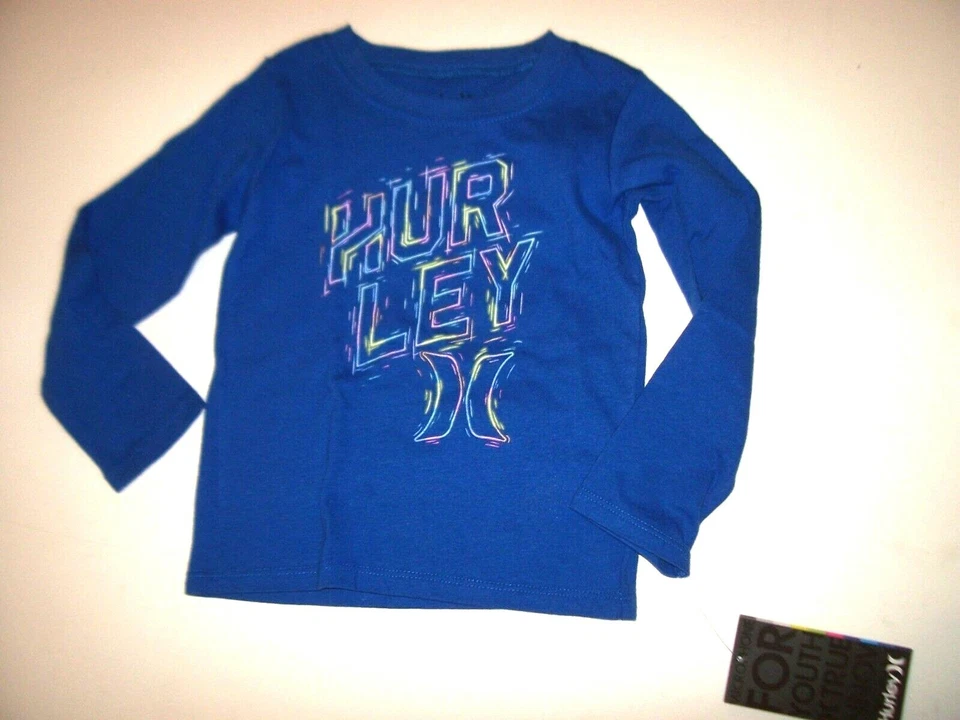NUEVO Hurley Talla 12 Meses Manga Larga Camiseta Niños Azul Real Manga Larga Bebé Foto 1 de 1