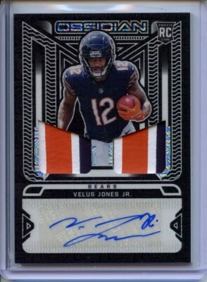 Velus Jones Jr Obsidian FOTL Rookie Patch Autograph /10 - Image 1 of 2