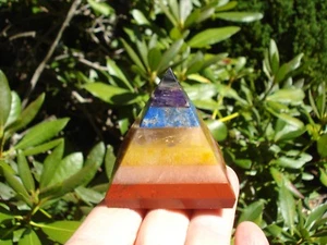 Pyramid Layers of SEVEN Natural Chakra Gems-Energizing Tool-Harmony-Balance! - Picture 1 of 7